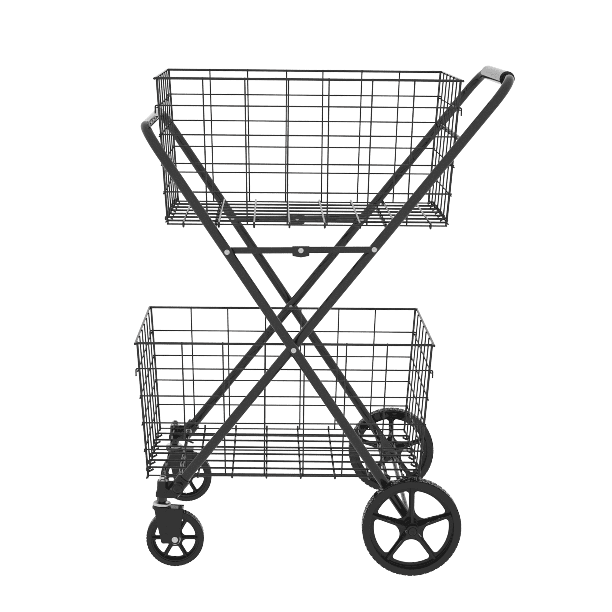 Yoneston Folding Shopping Cart with Removable Double Basket, Supports up to 220 lbs, Heavy Duty Grocery Cart with Waterproof Oxford Cloth Lining for Shopping, Grocery, Outdoor, Black