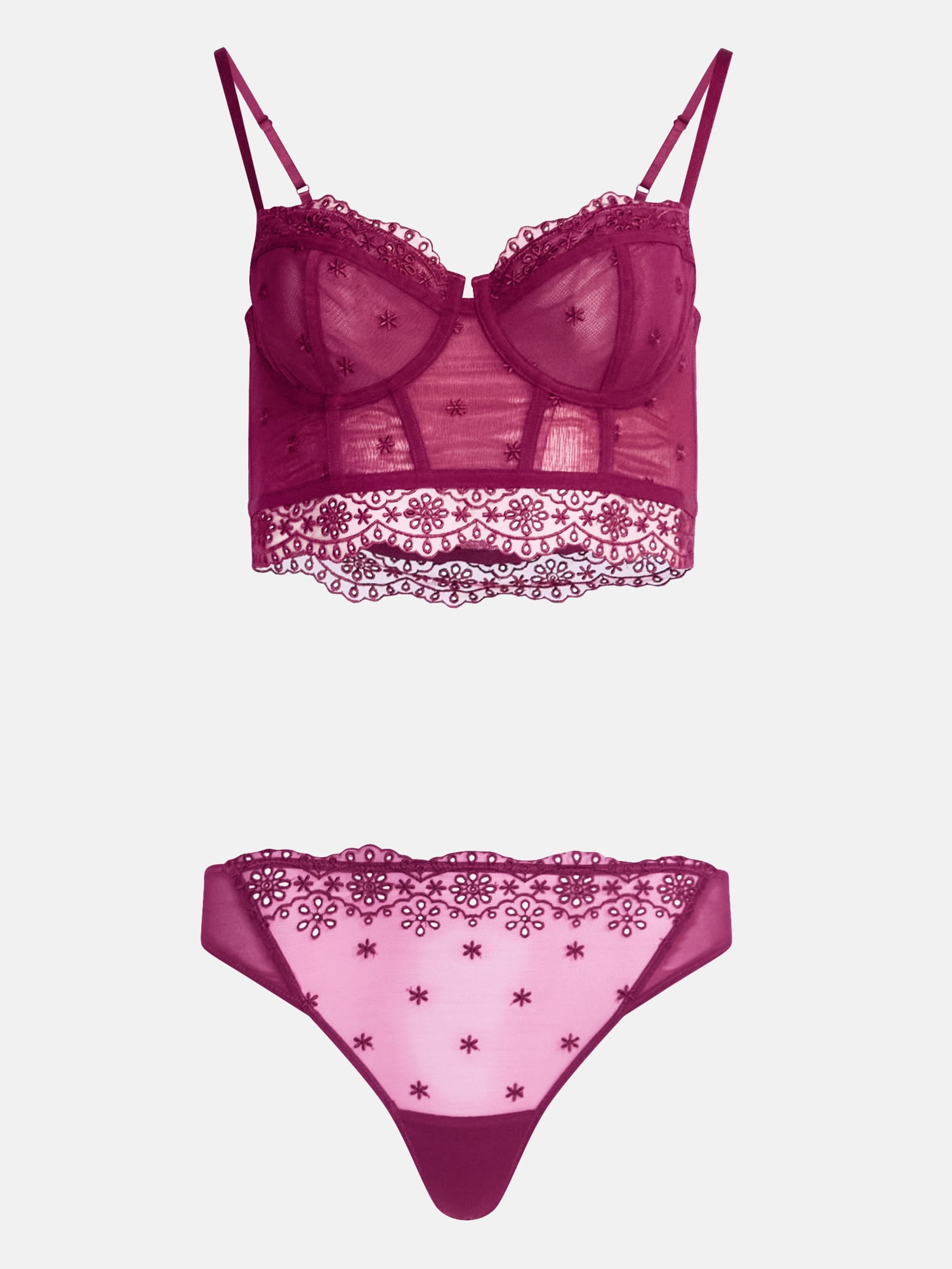 No Boundaries Women's Embroidery Lace Set, Sizes XS-XXXL