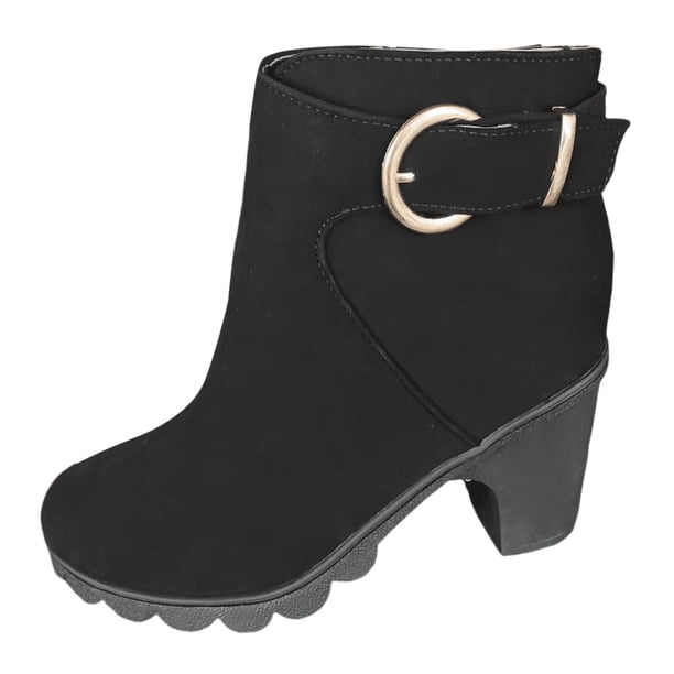 NECHOLOGY Botas Mujer Adulto Femenino Zapatos Botines mujer Botines de moda para mujer Botas con cremallera de tacón grueso Botas casuales grandes (Black, 8.5)