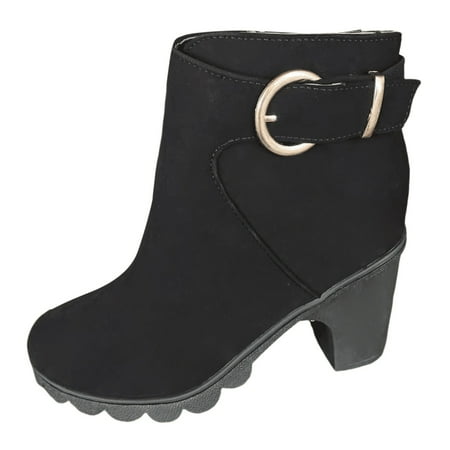 OJSFQUFP Winter Womens Boots Women s Fashion Ankle Boots Thick Heel Zipper Boots Large Casual Boots Work Shoes Women Business Casual Woman S Boots Black 37