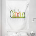 thumbnail image 1 of Cacun Tapestry, Tropical Typography of the City in Mexico with Palm Trees on a Plain Background, Fabric Wall Hanging Decor for Bedroom Living Room Dorm, 5 Sizes, White Multicolor, by Ambesonne, 1 of 1