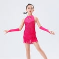 thumbnail image 6 of Otqutp Girls Sequin Tassel Dress Fringe Rhinestone Cut Out Ballet Dresses Halter Cute Shinny Dancewear with Gloves, 6 of 8