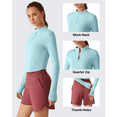 thumbnail image 5 of G4Free Lightbreeze Women's UPF 50+ Sun Shirts Long Sleeve Crop Workout Tops Thumbholes Mock Neck Quater Zip Tees Running, 5 of 7