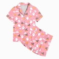 thumbnail image 6 of zuwimk Halloween Short Sleeve Pajamas Set For Kids Girls Bat Print Collared Tops And Shorts Pjs Set Loose Fit Casual Kids Halloween 2 Pces(Watermelon Red,10-11 Years), 6 of 6