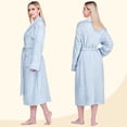 thumbnail image 4 of PAVILIA Womens Fleece Robe with Satin Trim, Plush Soft Long Spa Bathrobe, Cozy Shawl Collar Housecoat with Pockets (S/M, Light Blue), 4 of 9