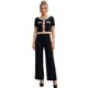 thumbnail image 1 of Conjunto Casual para Mujer 2 Piezas Blusa Crop con Botones Decorativos y Pantalón Palazzo de Pierna Ancha, 1 of 5