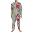 thumbnail image 3 of Naloa Cute Dinosaur Men’s Pajamas Set - Long Sleeve Button Down Sleep Shirt and Pajama Bottoms Sleepwear Set-Medium, 3 of 7