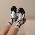 thumbnail image 6 of IUJSOY Women's Lolita Shoes Strappy Platform Block Heel Patent Leather Pumps with Bow, 6 of 8