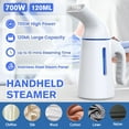 thumbnail image 6 of VTIN Steamer for Clothes, Handheld Steamer for Garment, Portable Steamer, 700W Strong Penetrating, Fabric 120ml Big Capacity for Office and Travel(White), 6 of 12