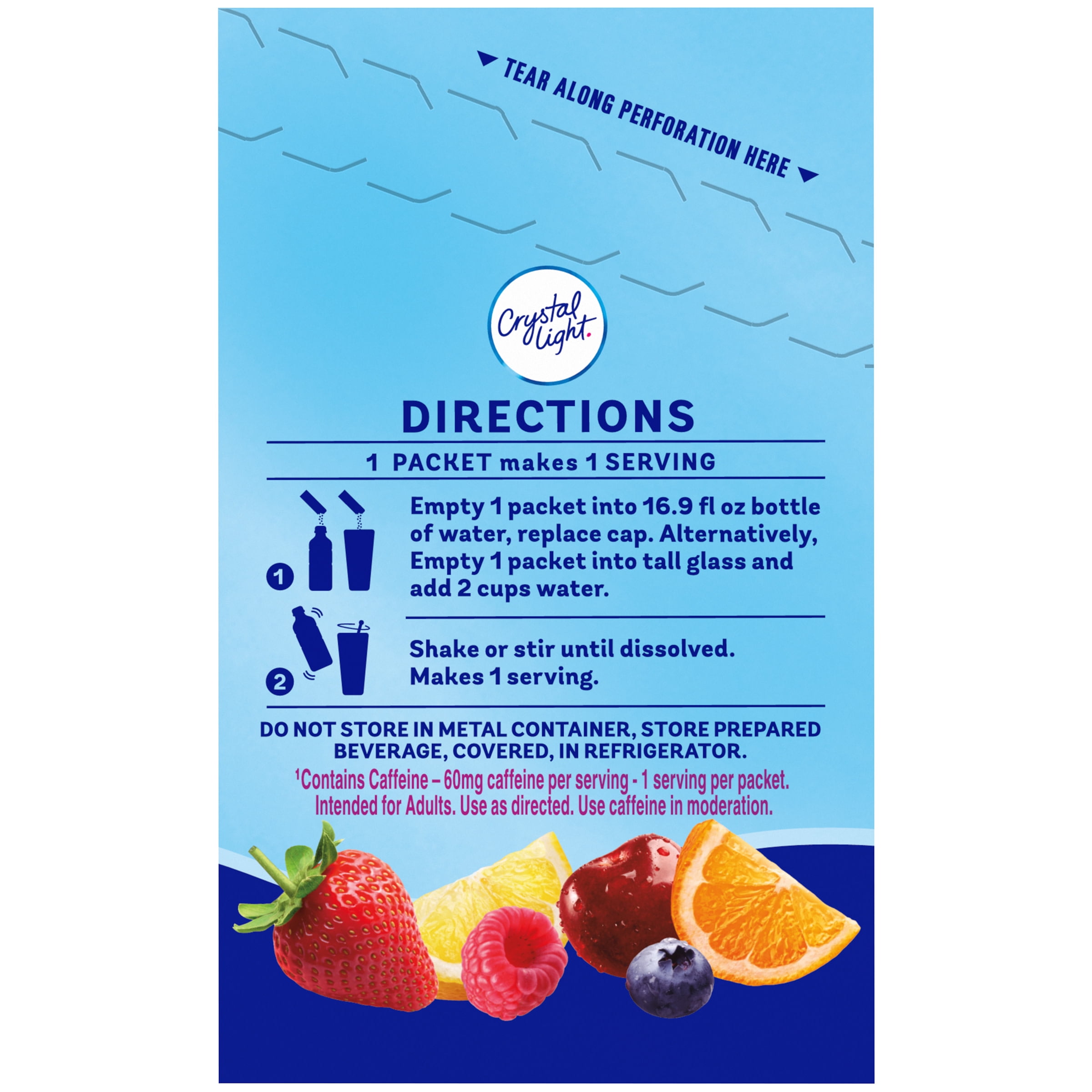 Crystal Light Lemonade, Fruit Punch, Raspberry Lemonade & Wild Strawberry Powdered Drink Mix Variety Pack, 60 ct On-the-Go-Packets