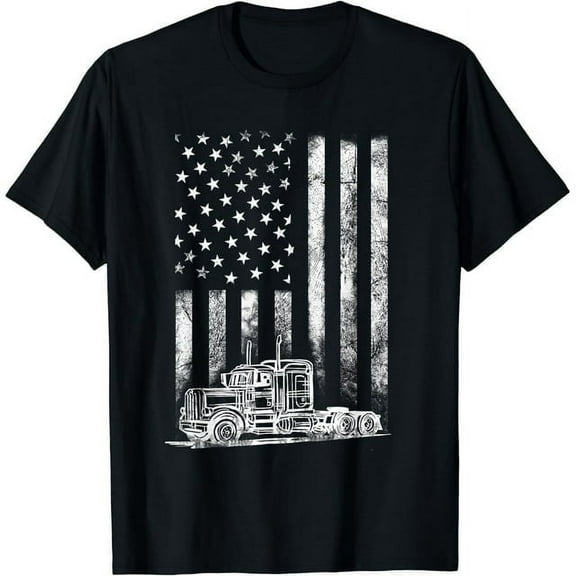 Truck Driver American Flag Trucker Vintage Men Women Gift T-Shirt