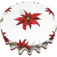 thumbnail image 3 of Christmas Poinsettia Flower Round Tablecloth Washable Reusable Decoration Table Cover for Kitchen Party 60", 3 of 6