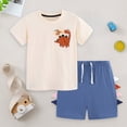 thumbnail image 2 of TOWED22 Toddler Infant Baby Boy Outfits 2 Pieces Round Neck Short Sleeve T-Shirt Casual Cargo Pocket Shorts Print Clothes(Beige,6-7 Y), 2 of 9