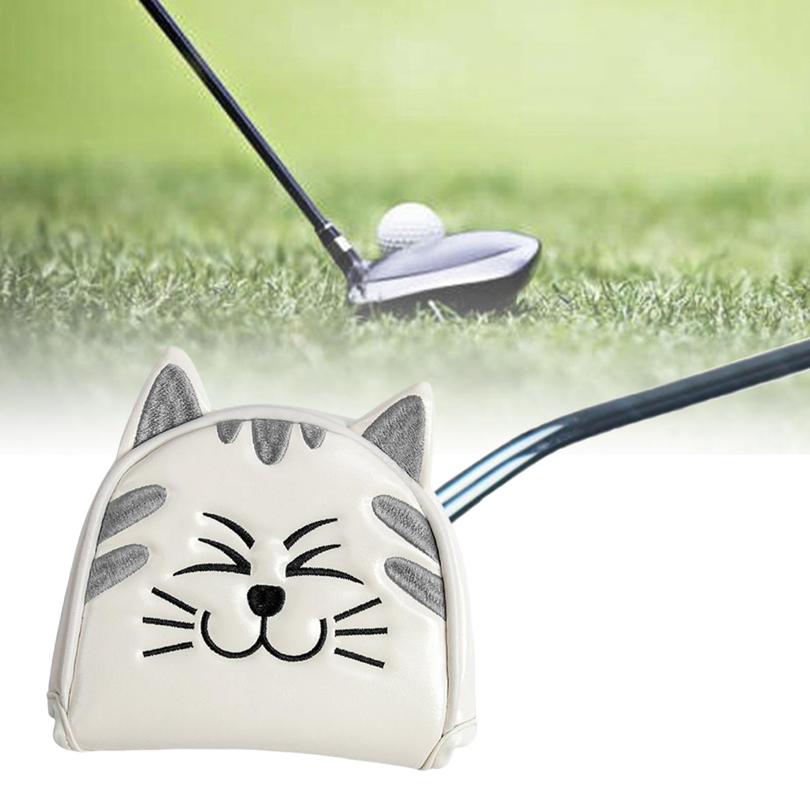 harayaa Golf Club Head Covers Mallet Putter Cat Pattern Accessories Putter Cue Headcover Semicircle White