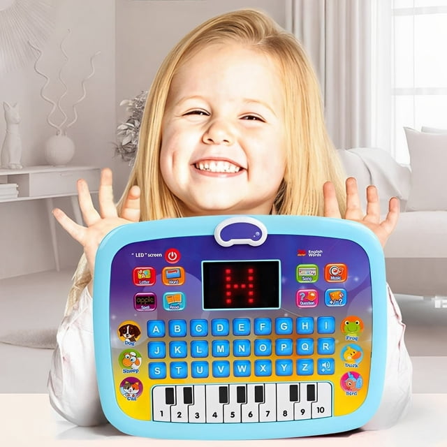 Baby Tablet Toy Creative Kids Tablet Toy with LED Screen Toddler Learning Pad with 8 Functions Interactive Toys Early Development Toy for Toddler Boys Girls Over 3+ Years Old