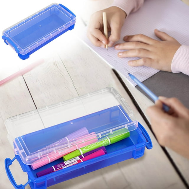 Sales Today Clearance! Large Capacity Clear Plastic Pencil Box, Snap-Tight Lid, Stackable Office Supplies Organizer, Pencil and Stationery Storage Box for Home, School, and Office