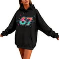 thumbnail image 2 of CUZIBR Womens 67 Sweatshirt Fashion Print Pullover 6 7 Hoodie Relaxed Oversized Casual Long Sleeve Tops With Pocket,Black,L, 2 of 4