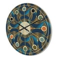 thumbnail image 3 of Designart 'Geometric Abstract Waves in Marine Blue and Gold' Mid-Century Modern Wood Wall Clock, 3 of 5