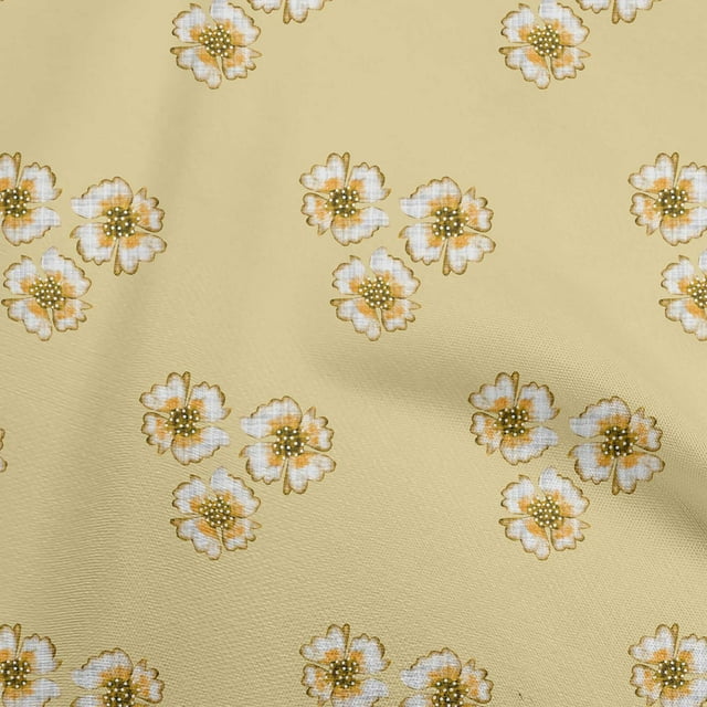 oneOone Polyester Spandex Beige Fabric Floral Sewing Material Print Fabric By The Yard 56 Inch Wide