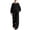 Y12-Black, variant on Mifsaly 2 Piece Linen Set for Women Crewneck Balloon Sleeve Tops and Lounge Trousers Trendy Going Out Travel Airport Vacation Matching Outfits