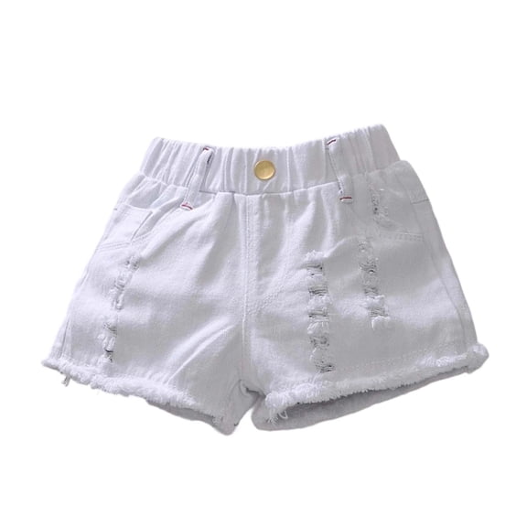 XEGLSBU Girls Summer Loose Fashion Personality Casual Thin Denim Shorts (White Size 11-12 Years)