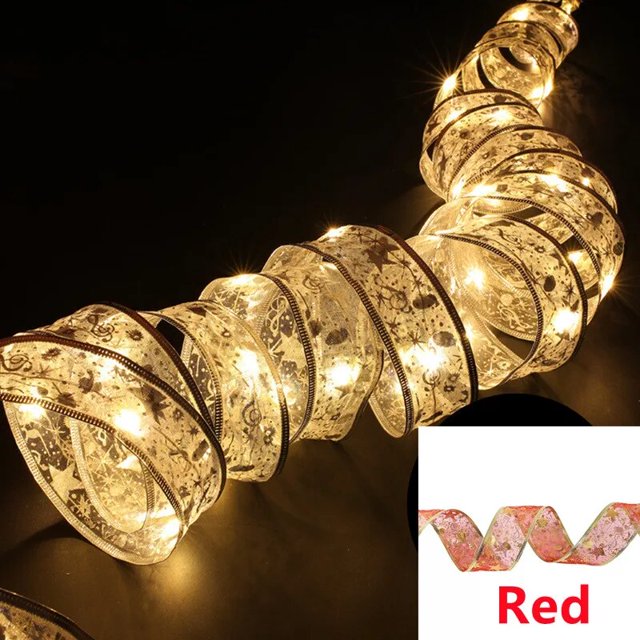 Cinta de luces LED para decoración de Navidad, adornos de árbol de Navidad, lazos de encaje DIY, cadena de luces, decoraciones para el hogar, Año Nuevo 2023