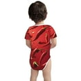 thumbnail image 3 of Xecao Floating Red Chili Peppers Pattern Baby Climbing Bodysuit Short Sleeve Onesie Unisex 0-12 Months Baby Shirt Newborn Outfits Crotch snap design-6 Months, 3 of 6