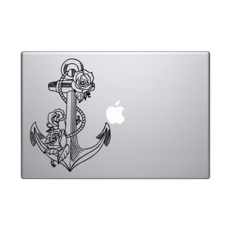 Nautical Anchor Wrapped in Roses - Black Vinyl Decal for 15