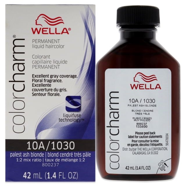 Tinte líquido permanente Wella Color Charm 1030 10A Palet Ash Blonde Tinte para cabello 1.42 oz