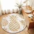 thumbnail image 2 of Round Area Rug 5ft Beige Pineapple Floor Carpets Indoor Floor Area Mat Stain-Proof Mat Circle Rugs for Living Room Dining Room Kitchen Bedroom, Summer Tropical Fruit Leaves Sofa Throw Carpet, 2 of 9