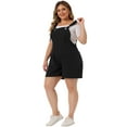 thumbnail image 2 of DARING DIVA Women's Plus Sleeveless Square Neck Tie Shoulder Romper Shorts 1X Black, 2 of 6