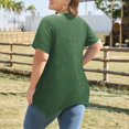 thumbnail image 3 of Delayuji Women Plus Size Tops Cut Out V Neck 3/4 Sleeve Blouses Casual Tunic Tops To Wear with Leggings Green Xxxl Polyester,Spandex Short Sleeve Shirts for Women, 3 of 7