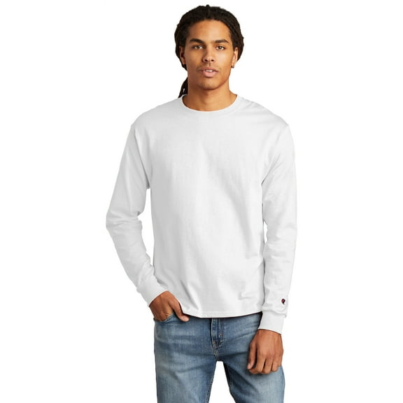 Champion Mens Long Sleeve Tee, 4XL, White