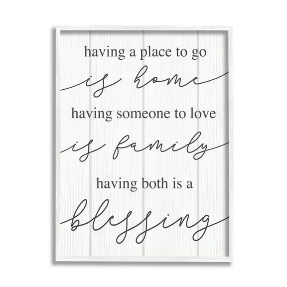 Stupell Industries Finding Home and Family Motivational Blessing Quote Graphic Art White Framed Art Print Wall Art, 16x20, by Daphne Polselli