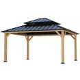 thumbnail image 3 of COOS BAY 13x15 Hardtop Gazebo Outdoor Wood Patio Gazebo Double Roof Galvanized Steel Gazebo Canopy, for Garden Patio,Patio Backyard,Deck and Lawns, 3 of 9