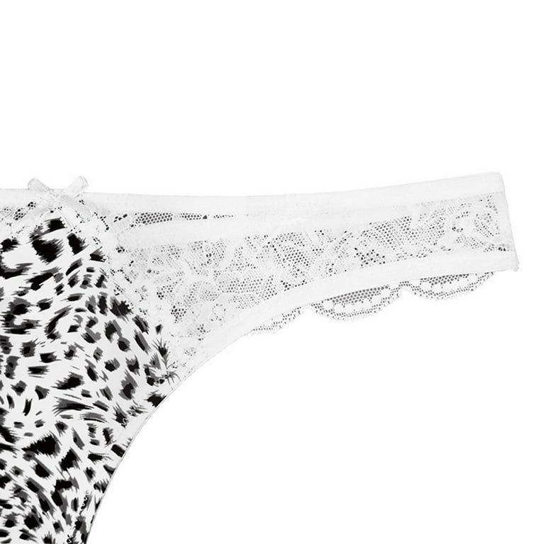 JDEFEG Fancy Panties Women'S Lace Splicing Briefs Snow Leopard