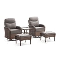 thumbnail image 2 of PARKWELL 5-Piece Outdoor Conversation Sets, High Back Patio Swivel Glider Chair Seating Furniture with Footrest for Porch - Gray, 2 of 10