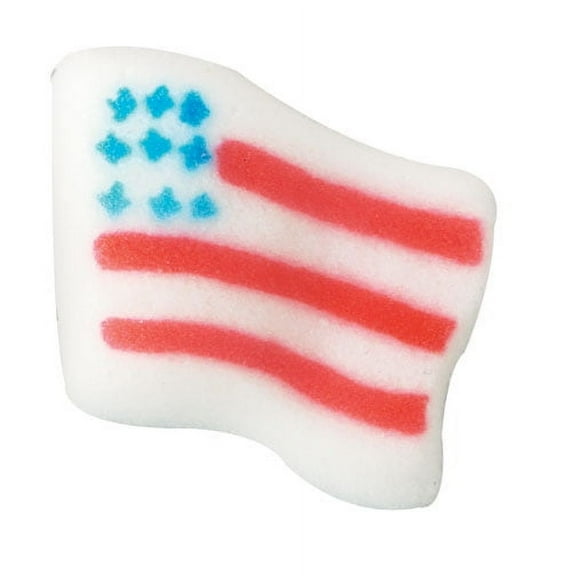 Small  Edible American Flag Molded Sugar Cake/Cupcake Decorations - 12 ct