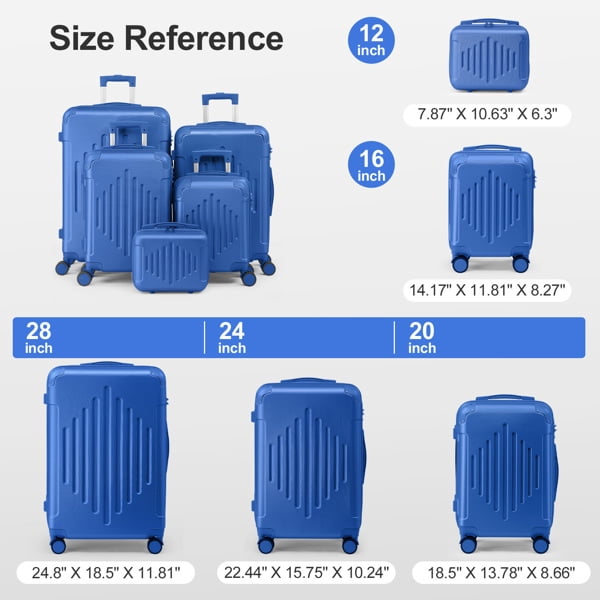 Complete 4-Piece ABS Luggage Set with Diamond Pattern & Reinforced Corners (Deep Blue)
