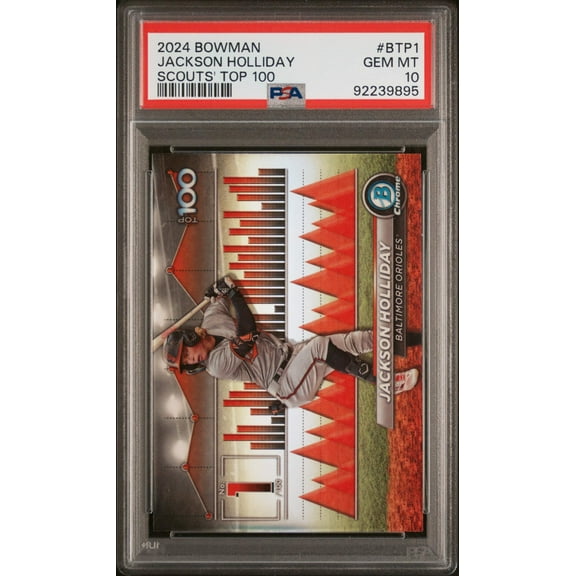 Graded 2024 Topps Bowman Jackson Holliday #BTP1 Scouts Top 100 Rookie RC Baseball Card PSA 10 Gem Mint