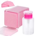 thumbnail image 1 of Almohadillas de algodón para uñas, 200 unidades, más botella dispensadora ZCDPFCBD, color rosa, 1 of 8