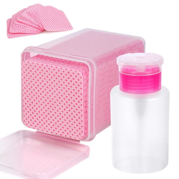 Almohadillas de algodón para uñas, 200 unidades, más botella dispensadora ZCDPFCBD, color rosa