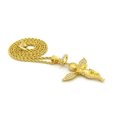 thumbnail image 4 of Stone Stud Winged Praying Halo Angel Pendant with Chain Necklace - 3mm 18" Gold-Tone Rope Chain, 4 of 4