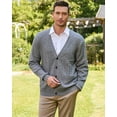 thumbnail image 4 of Kallspin Men’s Wool Blend V-Neck Cable-Knit Cardigans Sweaters (Light Gray, X-Large), 4 of 9