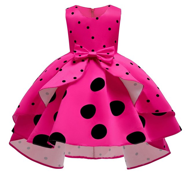 Robes de Fête d'Anniversaire à Pois pour Filles Robe de Princesse Formelle Célébration Boule Pâques 2-10 Ans