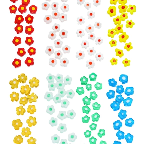 U8MO 160x Handmade Lampwork Glass Crystal Beads Flower Beads for Jewelry Making