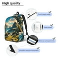 thumbnail image 4 of Honeii Valley River Dinosaur Print Canvas College Laptop Backpack, Durable Rucksack Travel Notebook Bag School Backpack Book Bag for Men Women-Medium, 4 of 7