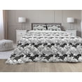 thumbnail image 1 of Floral Comforter & Sham Bedding Set, Exotic Orchid Blossoms Contours Nature Flowers Graphic Feminine Essence, 3 pcs Duvet Set Microfiber Filling Quilt, 5 Sizes, Black and Off White, by Ambesonne, 1 of 4