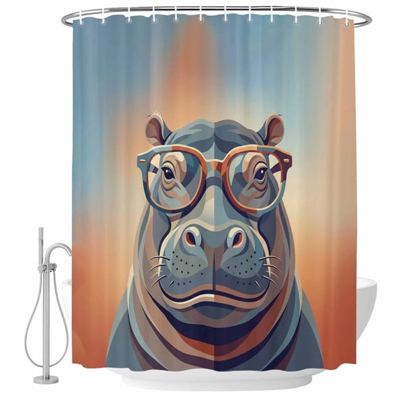 Orange Blue Hippocampus Shower Curtain, Waterproof Shower Curtains for Bathroom, Funny Animals Modern Art Washable Fabric Bathtub Curtain Set Bath Decor with 12 Hooks Extra Long 72"x96"
