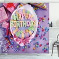 thumbnail image 1 of Ambesonne Purple Shower Curtain, Birthday Cake Presents, 69"Wx84"L, Multicolor, 1 of 3